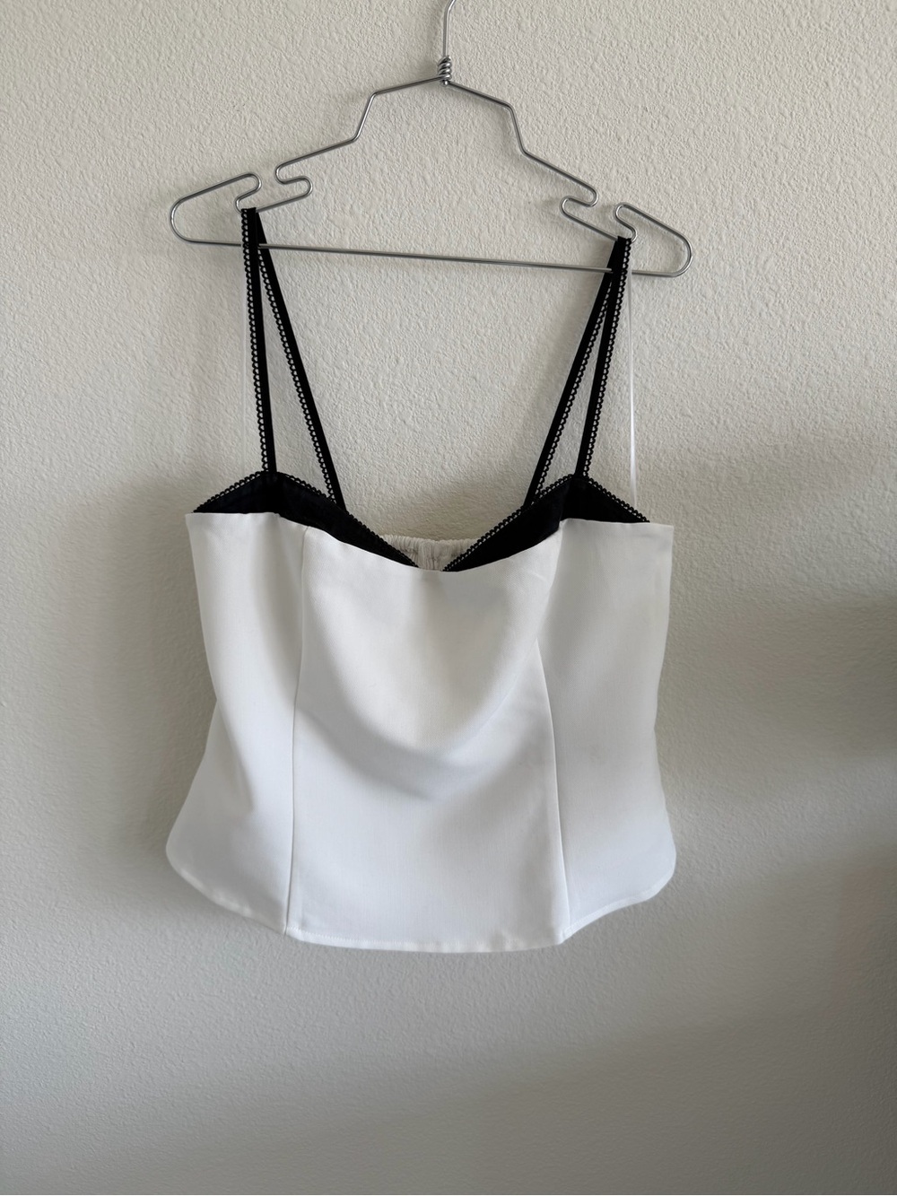 Reformation Melanie White and Black Contrast Corset Cami Top